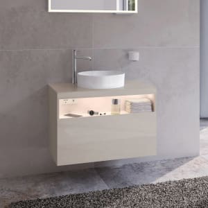 Keuco Stageline Waschtischunterbau 80 cm, Hahnloch links, mit LED-Fachbeleuchtung