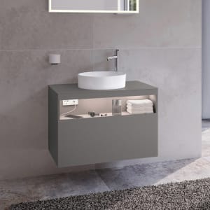 Keuco Stageline Waschtischunterbau 80 cm, Hahnloch rechts, mit LED-Fachbeleuchtung