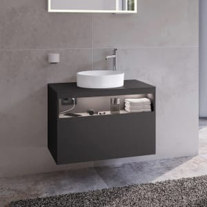 Keuco Stageline Waschtischunterbau 80 cm, Hahnloch rechts, mit LED-Fachbeleuchtung