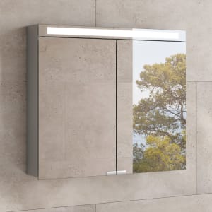 Keuco Royal E-One Aufputz-Spiegelschrank 80 x 70 cm mit 2 Türen und LED-Beleuchtung