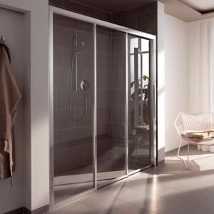 Koralle myDay Comfort Schiebetür 3-teilig für Nische oder Trennwand 150 x 200 cm, Anschlag links