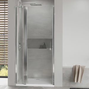 Koralle SL450 Pendeltür 1-flüglig mit Festteil links für Nische, Typ NPFA L 80, 80 x 200 cm, mit GlasPlus