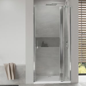 Koralle SL450 Pendeltür 1-flüglig mit Festteil rechts für Nische, Typ NPFA R 80, 80 x 200 cm, mit GlasPlus