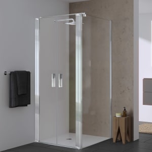 Koralle SL450 Pendeltür 2-flüglig für Trennwand, Typ TP2W 75, 75 x 200 cm, für Duschwanne, mit GlasPlus