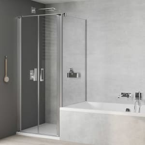 Koralle SL450 Trennwand kurz, Typ WP 100, 100 x 175 cm, für Duschwanne, mit GlasPlus