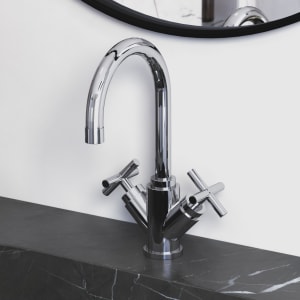 Kronenbach Zeta 2.0 Zweigriff-Waschtischmischer mit Ablaufgarnitur