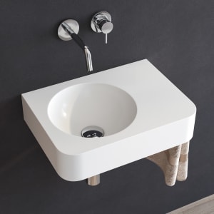 Kronenbach Stone Handwaschbecken 45 x 33 cm Becken links ohne Hahnlochbohrung, mit Handtuchhalterung