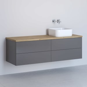 Kronenbach Cube Waschtischkonsole 141 cm mit Aufsatzwaschtisch, 4 Auszüge