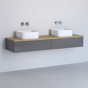 Kronenbach Cube Waschtischkonsole 161 cm für 2 Waschtische mit 2 Auszügen und TIP-ON