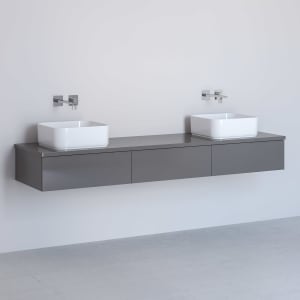 Kronenbach Cube Waschtischkonsole 181 cm für 2 Waschtische mit 3 Auszügen und TIP-ON