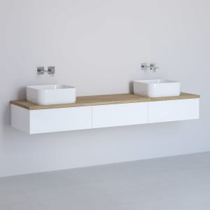 Kronenbach Cube Waschtischkonsole 181 cm für 2 Waschtische mit 3 Auszügen und TIP-ON