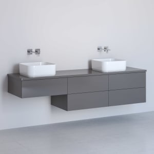 Kronenbach Cube Waschtischkonsole 181 cm für 2 Waschtische mit 5 Auszügen und TIP-ON