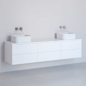 Kronenbach Cube Waschtischkonsole 181 cm für 2 Waschtische mit 6 Auszügen und TIP-ON