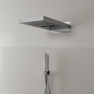Kronenbach Duschset 3 mit Kopfbrause 50 x 25 cm und Stabhandbrause eckig