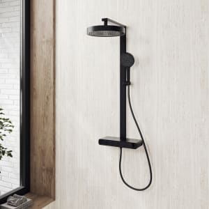 Kronenbach Aquivara Thermostat-Duschsystem Aufputz mit Ablage und 2-Funktions Kopfbrause Ø 31 cm
