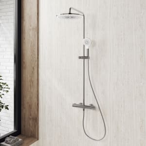 Kronenbach EasyRain Thermostat-Duschsystem Aufputz, Kopfbrause Ø 30 cm, höhenverstellbar