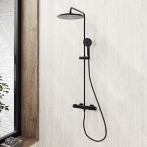 Kronenbach EasyRain Thermostat-Duschsystem Aufputz, Kopfbrause Ø 30 cm, höhenverstellbar