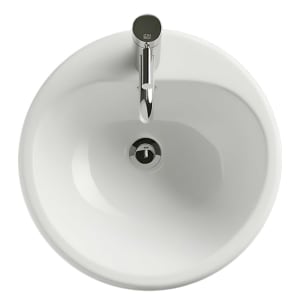 LAUFEN CLASSICS Einbau-Waschtisch, von oben, ø 47,5 cm, mit 1 Hahnloch und Überlauf