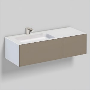 LAUFEN FOLIO Waschplatz 125,4 x 50 cm, mit Armaturenbank, 1 Hahnloch, Becken links