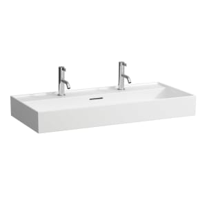 LAUFEN Kartell Waschtisch 100 x 46 cm, mit 2x 1 Hahnloch, mit Überlauf
