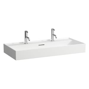 LAUFEN Kartell Aufsatzwaschtisch 100 x 46 cm, mit 2x 1 Hahnloch, mit Überlauf