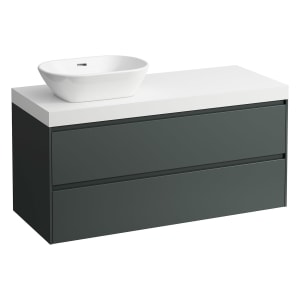 LAUFEN LANI Waschtischplatte mit Ausschnitt links mit Unterschrank 120 cm mit 2 Schubladen