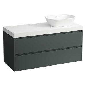 LAUFEN LANI Waschtischplatte mit Ausschnitt rechts mit Unterschrank 120 cm mit 2 Schubladen