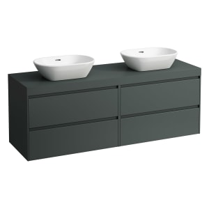 LAUFEN LANI Waschtischplatte mit Ausschnitt rechts und links mit Unterschrank 160 cm mit großern Schubladen rechts und links