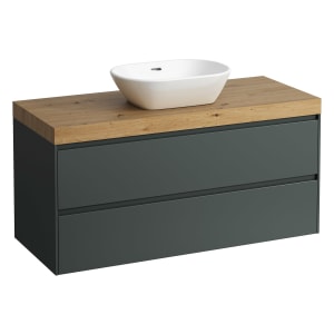 LAUFEN LANI Waschtischplatte mit Ausschnitt mitig mit Unterschrank 120 cm mit 2 Schubladen