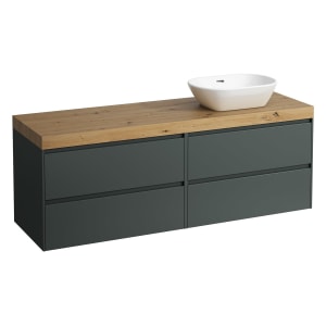 LAUFEN LANI Waschtischplatte mit Ausschnitt rechts mit Unterschrank 160 cm mit großen Schubladen rechts und links