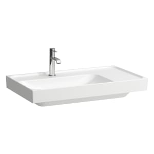 LAUFEN MEDA Waschtisch 80 x 46 cm, mit 3 Hahnlöcher ohne Überlauf, Ablage rechts