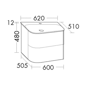 burgbad Badu Mineralguss-Waschtisch inkl. Waschtischunterschrank 62 cm, Becken rechts