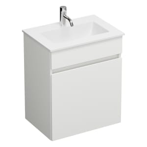 burgbad Lin20 Waschtischunterschrank mit Mineralguss-Waschtisch 52 cm, 1 Auszug