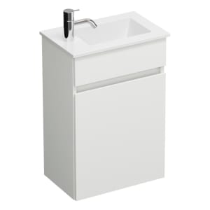 burgbad Lin20 Waschtischunterschrank mit Mineralguss-Waschtisch 42 cm, 1 Tür, rechts