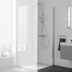 HSK Aperto verkürzte Seitenwand auf Badewanne für Drehtür pendelbar, Sonderbreite 130 cm