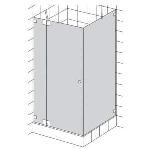 HSK Kienle Drehtür mit K 180° Beschlag an Nebenteil und Seitenwand, Anschlag links, Sonderhöhe bis 220 cm