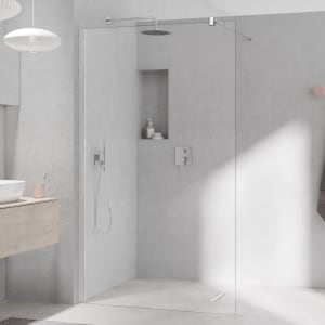 Kermi MENA teilgerahmte WALK-IN Wall mit 90° Stabilisierung 90 cm, breites Profil