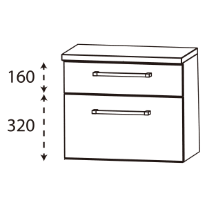 Puris b • bright Unterschrank 60 x 30 x 50,8 cm mit 2 Auszügen