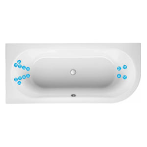 Mauersberger Raumsparbadewanne Primo 1 180 rechts mit Therapie Rücken Fuß Whirlsystem