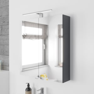 Lodge Spiegelschrank 60 cm mit 2 Türen und LED-Aufbauleuchte