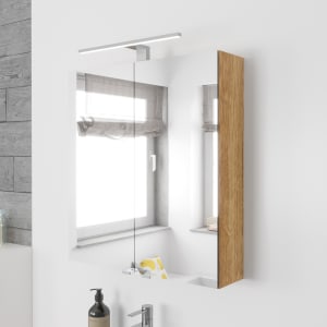 Lodge Spiegelschrank 60 cm mit 2 Türen und LED-Aufbauleuchte