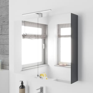 Lodge Spiegelschrank 80 cm mit 2 Türen und LED-Aufbauleuchte