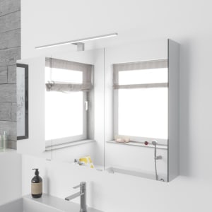 Lodge Spiegelschrank 110 cm mit 3 Türen und LED-Aufbauleuchte