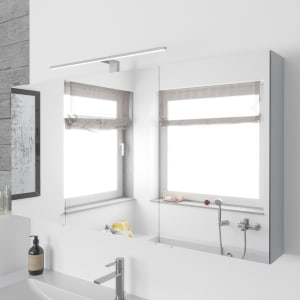 Lodge Spiegelschrank 130 cm mit 3 Türen und LED-Aufbauleuchte