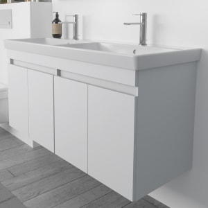 Lodge Doppel-Waschtischunterschrank 124,5 cm mit 4 Türen für Waschtisch Villeroy & Boch Subway 2.0