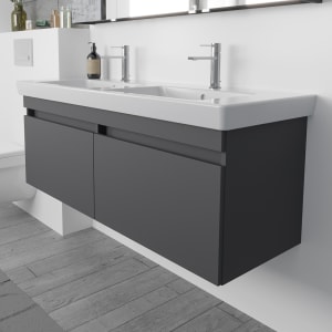 Lodge Doppel-Waschtischunterschrank 124,5 cm mit 2 Auszügen für Waschtisch Villeroy & Boch Subway 2.0