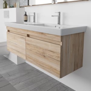 Lodge Doppel-Waschtischunterschrank 124,5 cm mit 2 Auszügen für Waschtisch Villeroy & Boch Subway 2.0