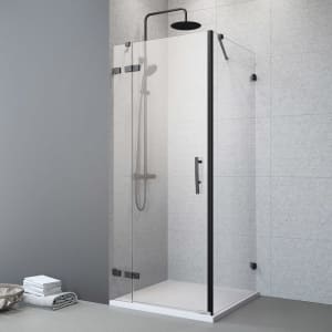 Planplus Pure Drehtür an Festteil mit Seitenwand 100 x 100 cm, Anschlag links