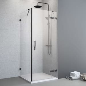 Planplus Pure Drehtür an Festteil mit Seitenwand 80 x 90 cm, Anschlag rechts