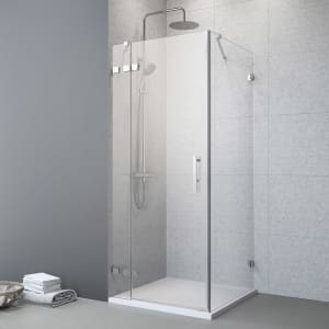 Planplus Pure Drehtür an Festteil mit Seitenwand 90 x 100 cm, Anschlag links